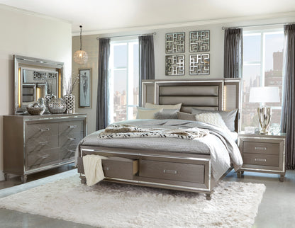 Homelegance Tamsin Nightstand Silver Gray Metallic Finish 1616-4