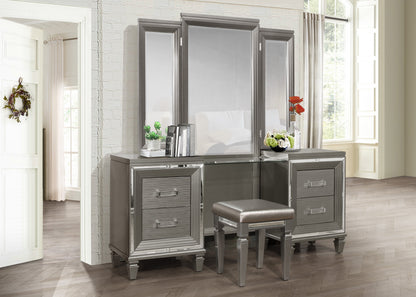 Homelegance Vanity Benches Tamsin Silver Gray Metallic Finish 1616-14