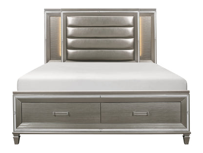 Homelegance Queen Bed Tamsin Silver Gray Finish with LED Headboard 1616-1