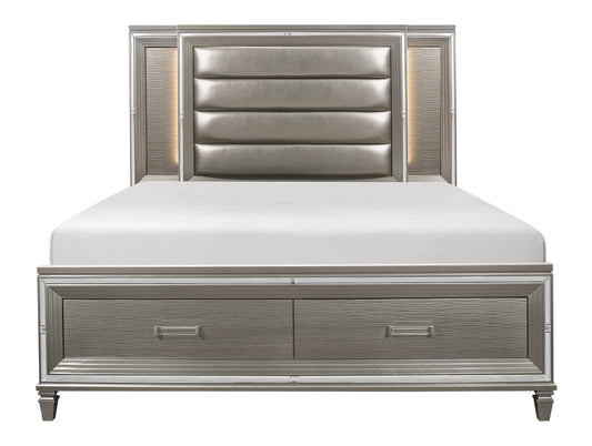 Homelegance Queen Bed Tamsin Silver Gray Finish with LED Headboard 1616-1