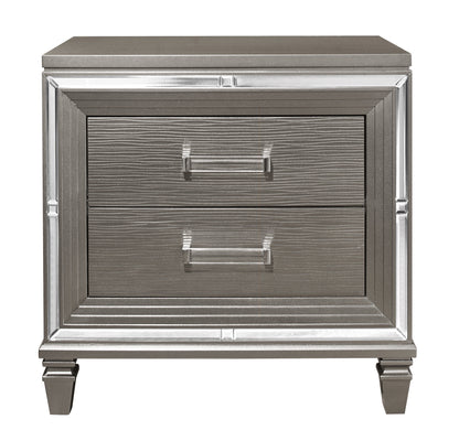 Homelegance Tamsin Nightstand Silver Gray Metallic Finish 1616-4