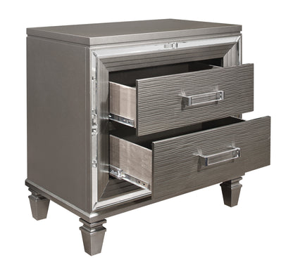 Homelegance Tamsin Nightstand Silver Gray Metallic Finish 1616-4