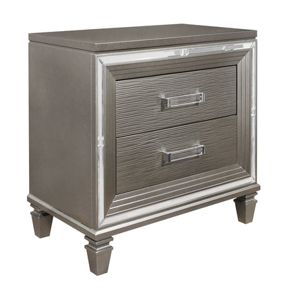Homelegance Tamsin Nightstand Silver Gray Metallic Finish 1616-4