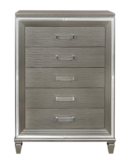 Homelegance Tamsin Chest Silver Gray Metallic Finish with Mirrored Framing 1616-9
