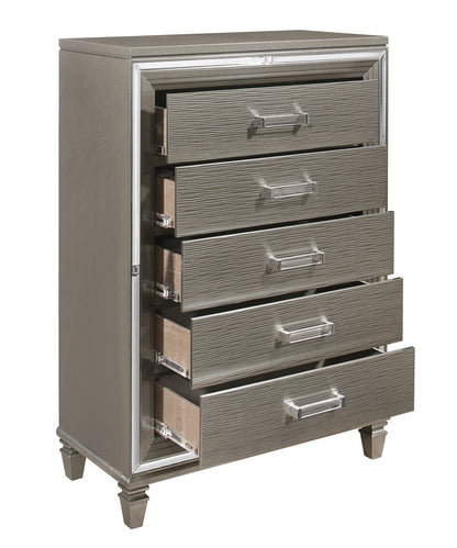 Homelegance Tamsin Chest Silver Gray Metallic Finish with Mirrored Framing 1616-9