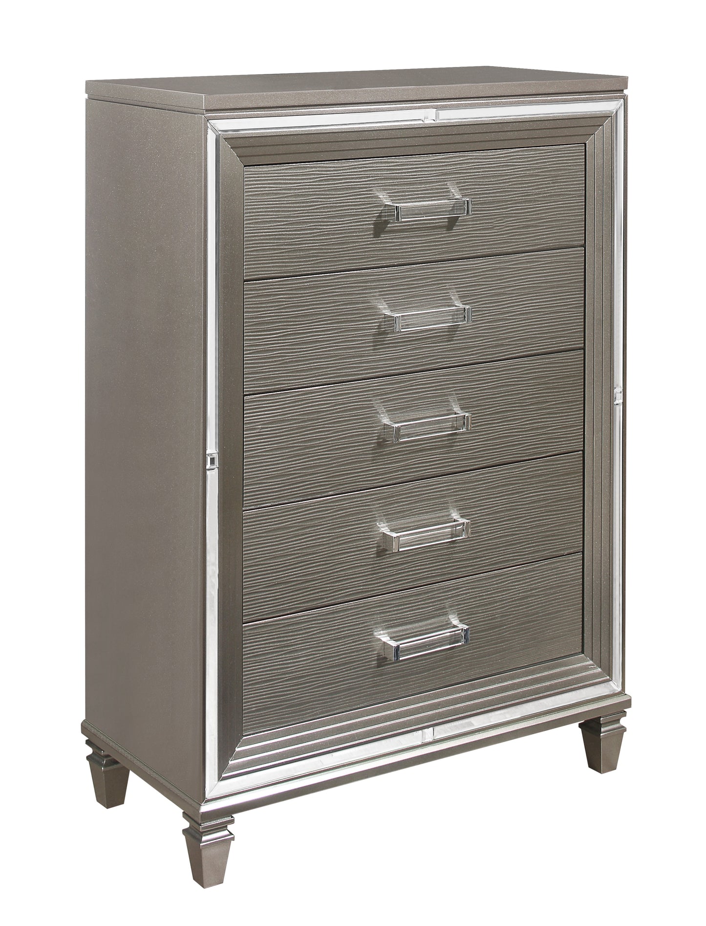 Homelegance Tamsin Chest Silver Gray Metallic Finish with Mirrored Framing 1616-9