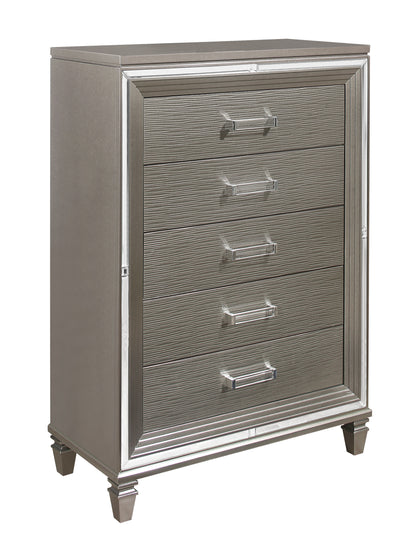 Homelegance Tamsin Chest Silver Gray Metallic Finish with Mirrored Framing 1616-9