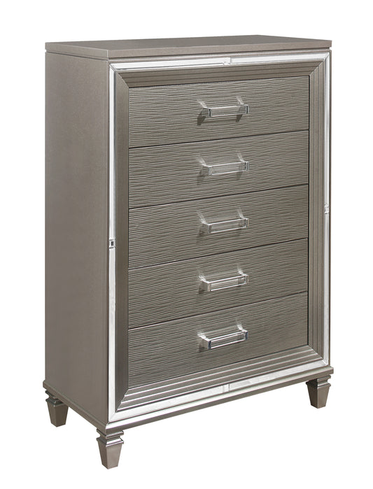 Homelegance Tamsin Chest Silver Gray Metallic Finish with Mirrored Framing 1616-9