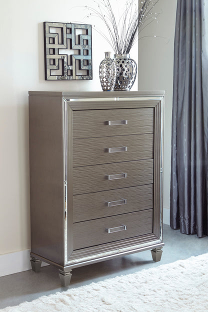Homelegance Tamsin Chest Silver Gray Metallic Finish with Mirrored Framing 1616-9