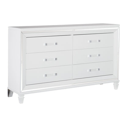 Homelegance Tamsin Dresser White Metallic Finish with Mirrored Framing 1616W-5