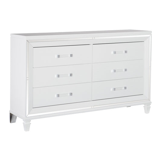 Homelegance Tamsin Dresser White Metallic Finish with Mirrored Framing 1616W-5