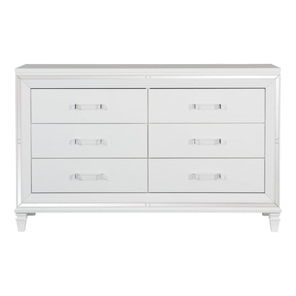 Homelegance Tamsin Dresser White Metallic Finish with Mirrored Framing 1616W-5