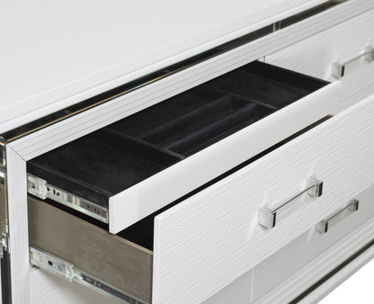 Homelegance Tamsin Dresser White Metallic Finish with Mirrored Framing 1616W-5
