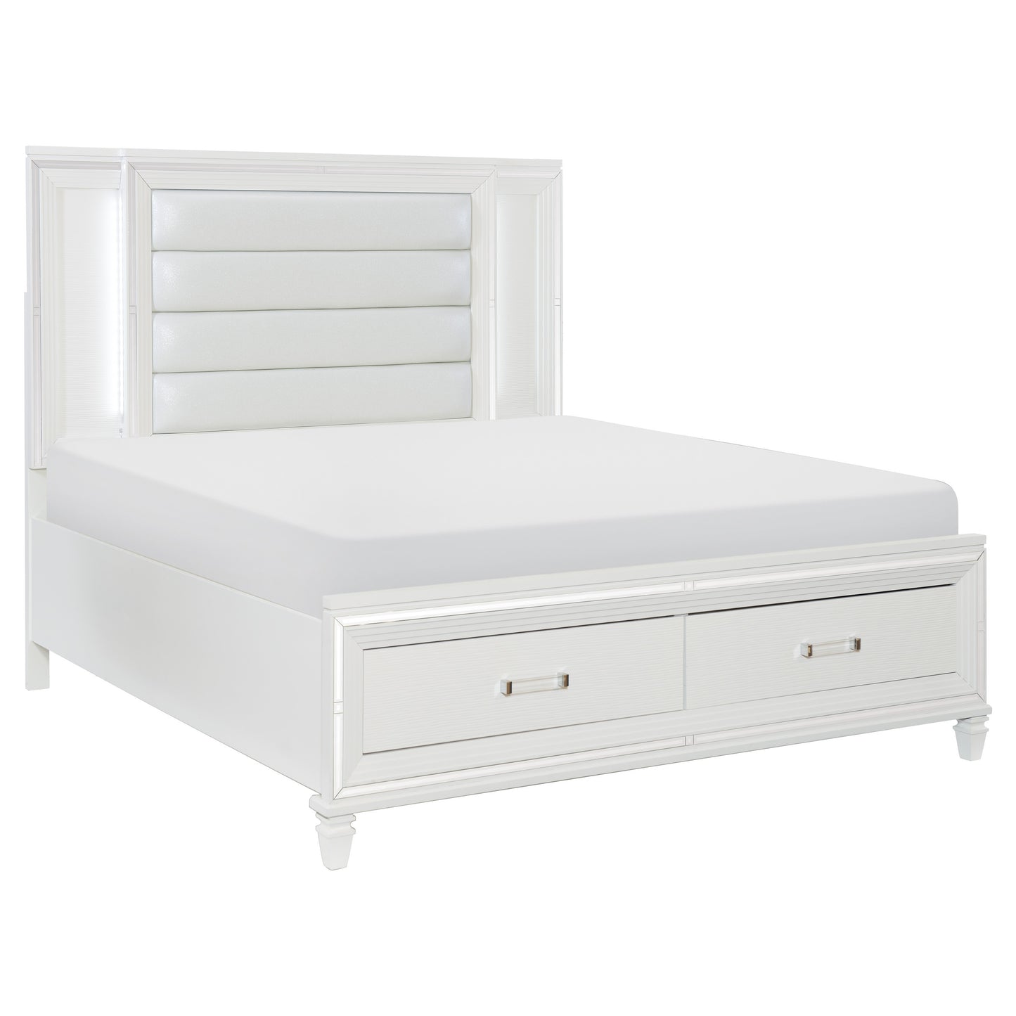 Homelegance Queen Bed Tamsin White Finish with LED Lighting and Storage 1616W-1