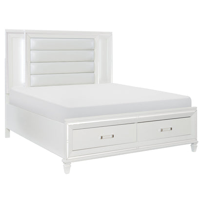Homelegance Queen Bed Tamsin White Finish with LED Lighting and Storage 1616W-1