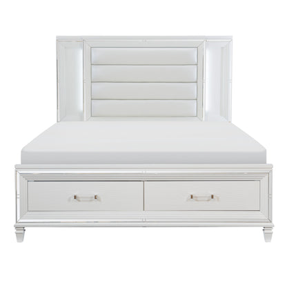 Homelegance Queen Bed Tamsin White Finish with LED Lighting and Storage 1616W-1