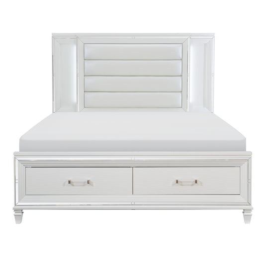 Homelegance Queen Bed Tamsin White Finish with LED Lighting and Storage 1616W-1