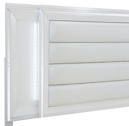 Homelegance Queen Bed Tamsin White Finish with LED Lighting and Storage 1616W-1