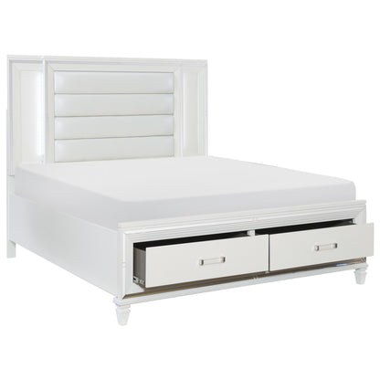 Homelegance Queen Bed Tamsin White Finish with LED Lighting and Storage 1616W-1