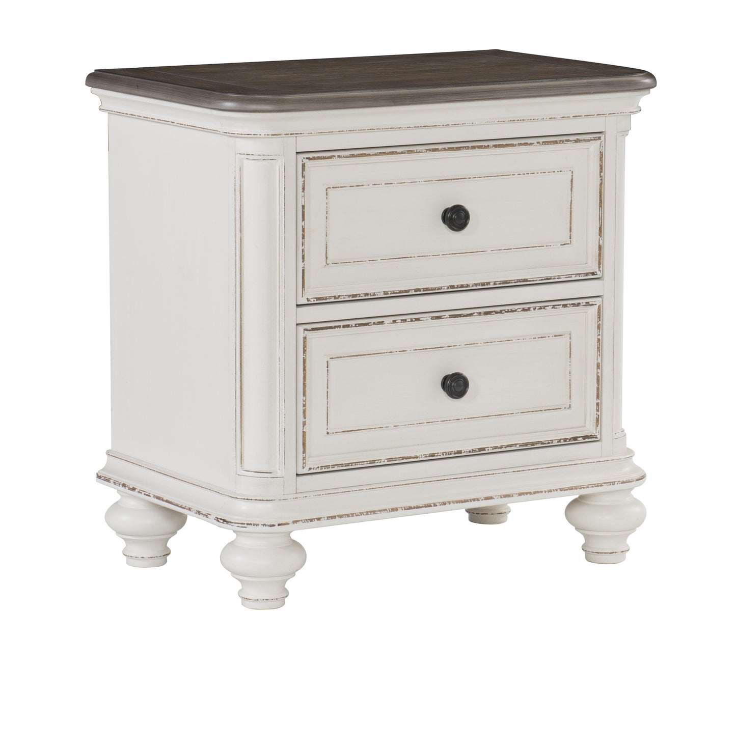 Homelegance Nightstand Baylesford Antique White Rub-Through Finish 1624W-4