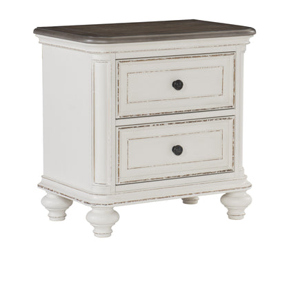 Homelegance Nightstand Baylesford Antique White Rub-Through Finish 1624W-4