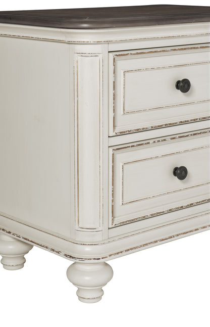 Homelegance Nightstand Baylesford Antique White Rub-Through Finish 1624W-4