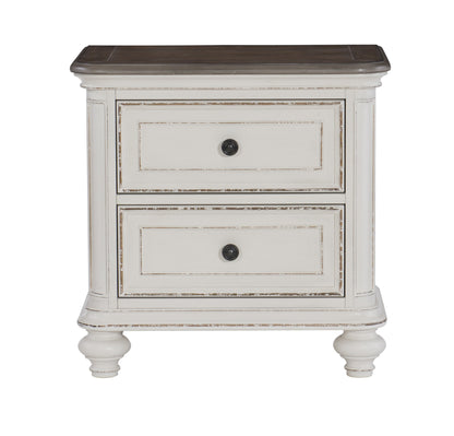 Homelegance Nightstand Baylesford Antique White Rub-Through Finish 1624W-4