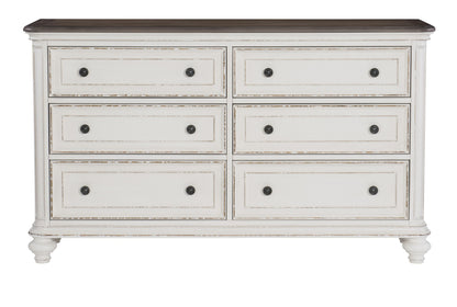 Homelegance Dresser Baylesford Antique White Rub-Through Finish 1624W-5