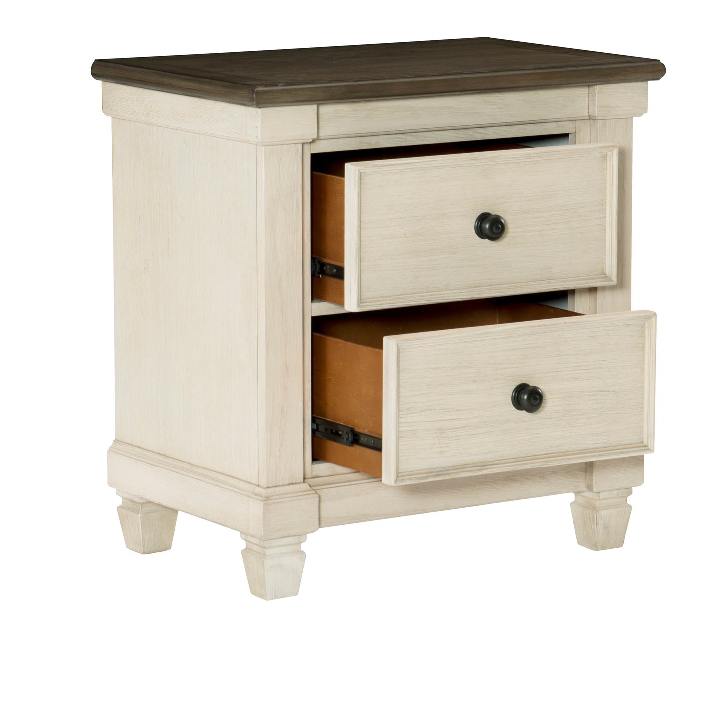 Homelegance Weaver Nightstand Antique White Rosy Brown Finish 1626-4