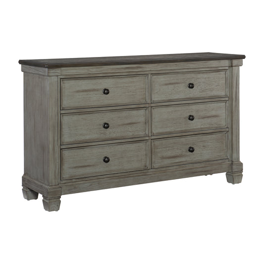 Homelegance Dresser Antique Gray Weaver Finish with Coffee Top 1626GY-5