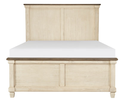 Homelegance Queen Bed Weaver Antique White Rosy Brown Finish 1626-1