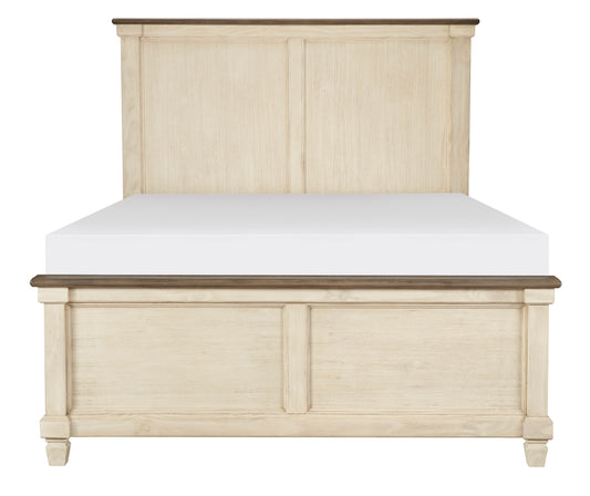 Homelegance Queen Bed Weaver Antique White Rosy Brown Finish 1626-1