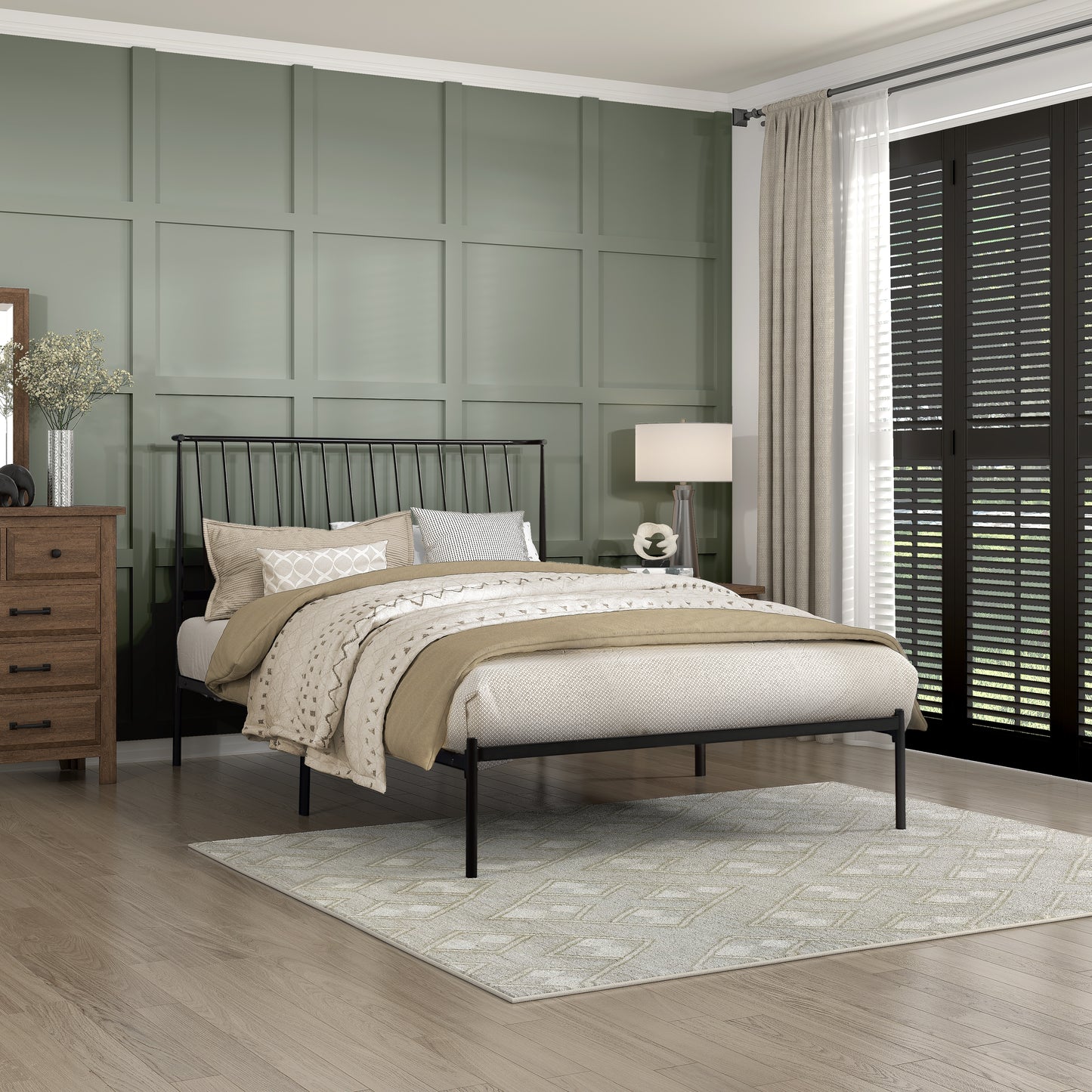 Homelegance Queen Bed Augusta Black Finish Elegant Design 1630-1