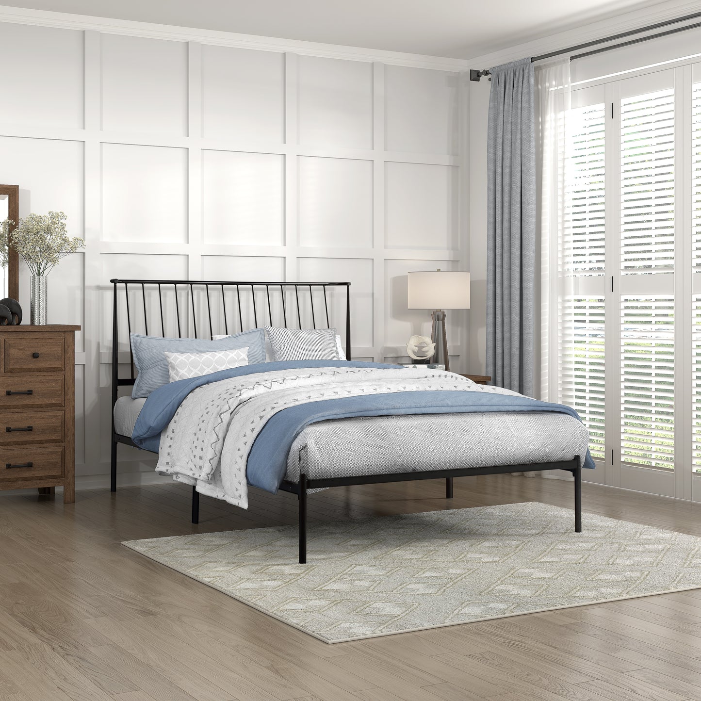 Homelegance Queen Bed Augusta Black Finish Elegant Design 1630-1