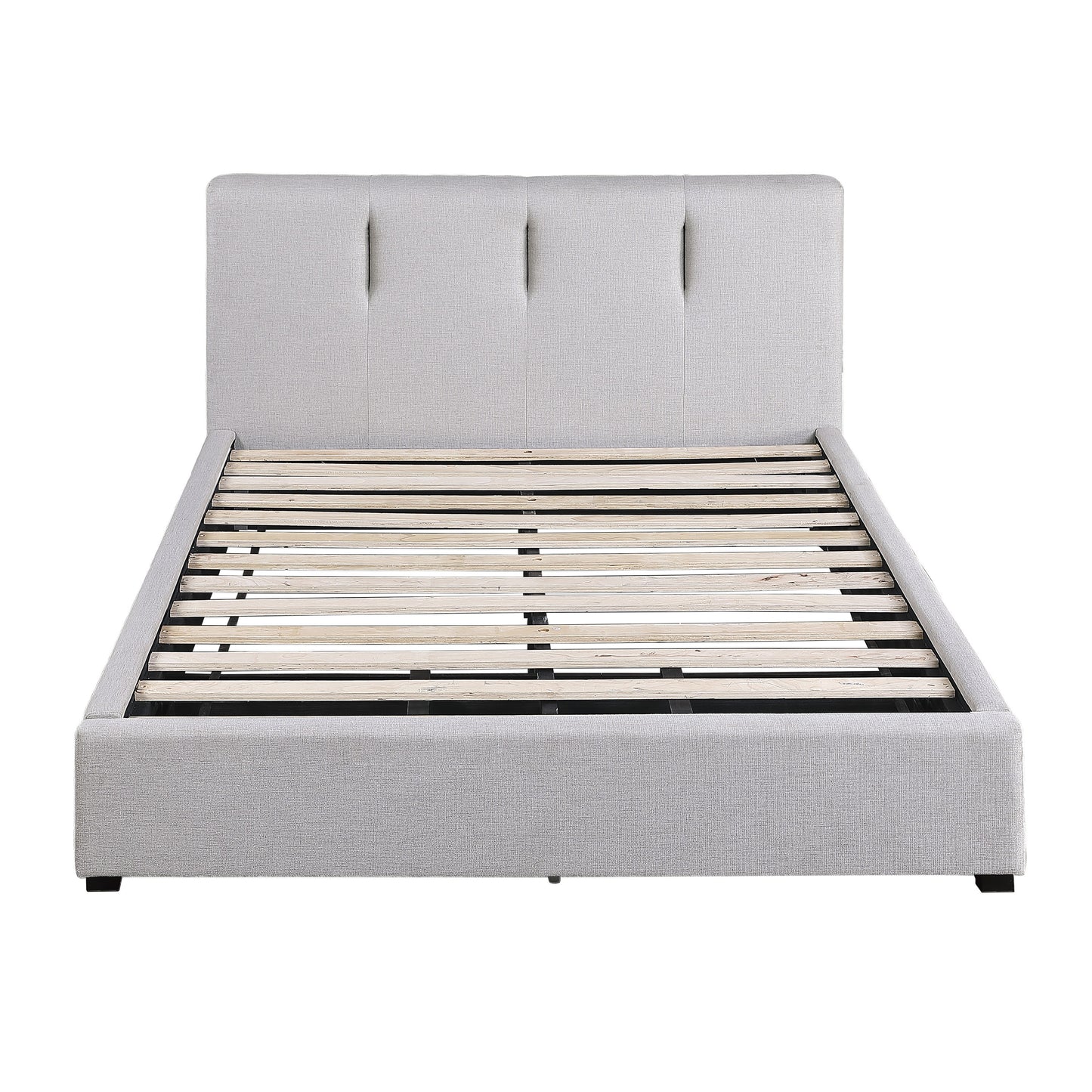 Homelegance Queen Bed Aitana Gray Linen-Like Fabric with Storage 1632-1DW