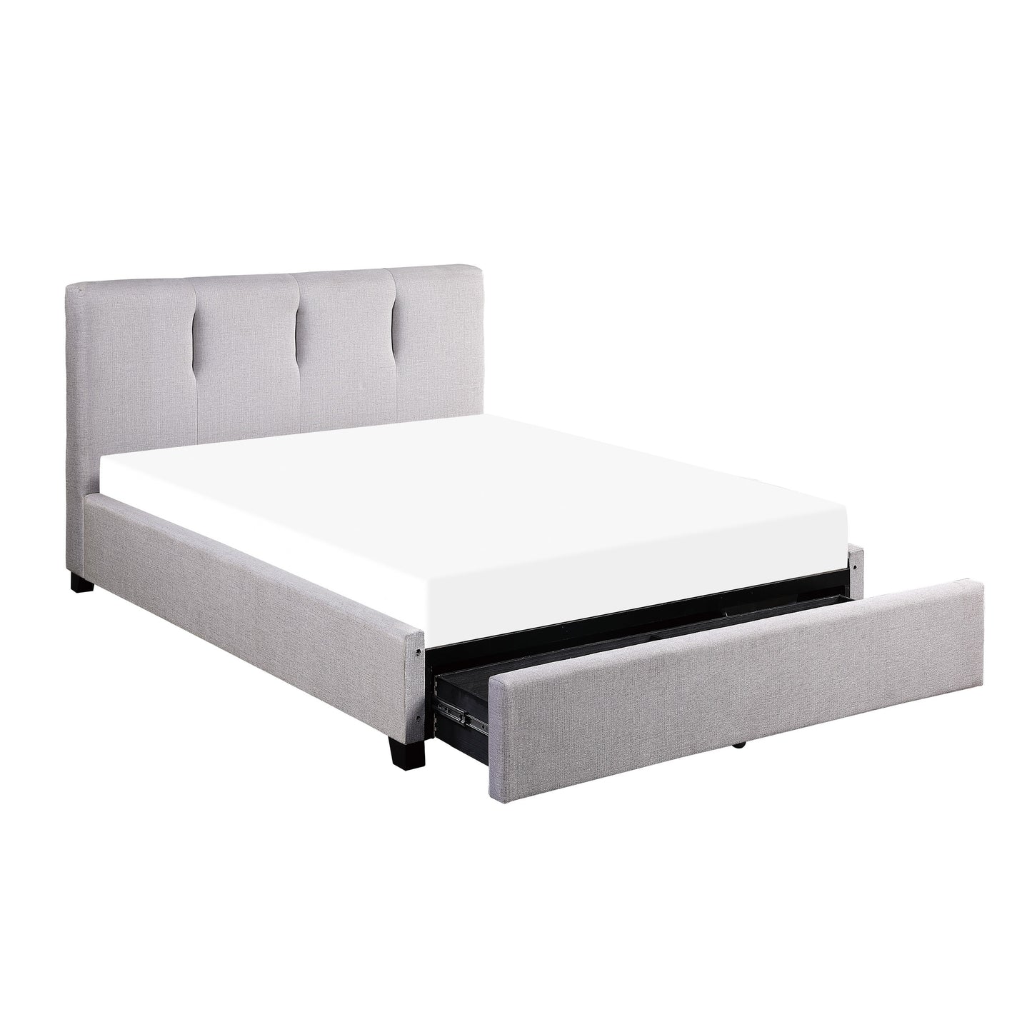 Homelegance Queen Bed Aitana Gray Linen-Like Fabric with Storage 1632-1DW