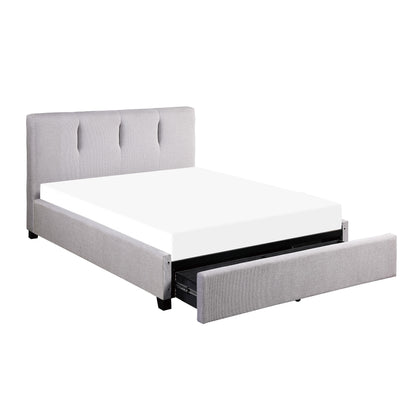 Homelegance Queen Bed Aitana Gray Linen-Like Fabric with Storage 1632-1DW