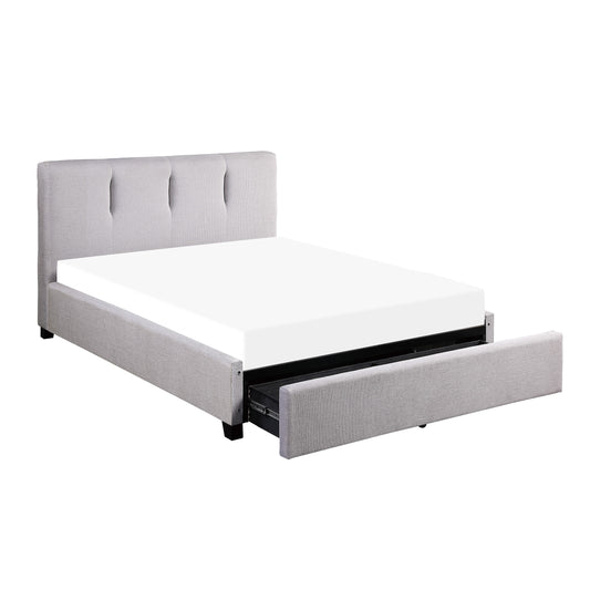 Homelegance Queen Bed Aitana Gray Linen-Like Fabric with Storage 1632-1DW