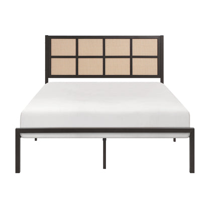 Homelegance Queen Bed Sanibel Dark Bronze Faux Cane Headboard 1635DZ-1