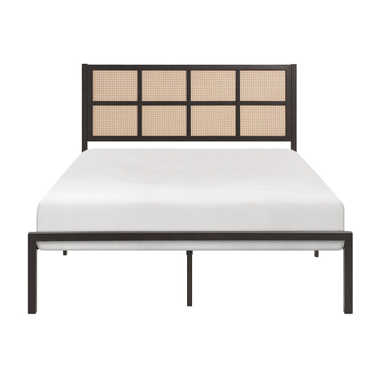 Homelegance Queen Bed Sanibel Dark Bronze Faux Cane Headboard 1635DZ-1