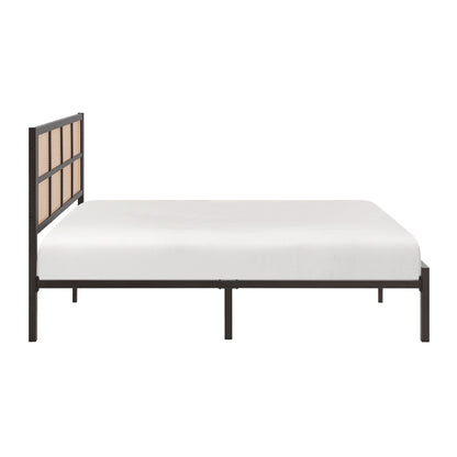Homelegance Queen Bed Sanibel Dark Bronze Faux Cane Headboard 1635DZ-1