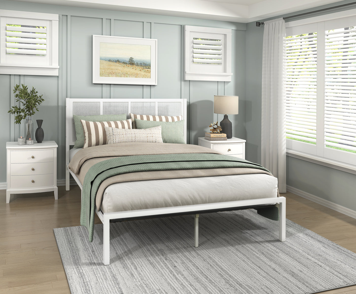 Homelegance Queen Bed Sanibel White Finish Coastal Charm 1635WH-1