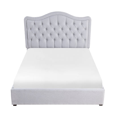 Homelegance Queen Bed Toddrick Gray Linen-Like Fabric with Storage 1642-1DW