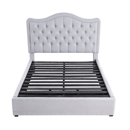 Homelegance Queen Bed Toddrick Gray Linen-Like Fabric with Storage 1642-1DW