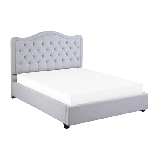Homelegance Queen Bed Toddrick Gray Linen-Like Fabric 1642-1