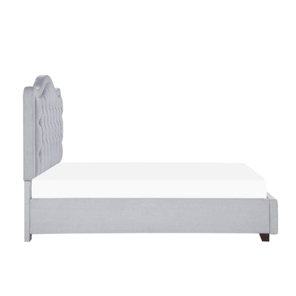 Homelegance Queen Bed Toddrick Gray Linen-Like Fabric with Storage 1642-1DW