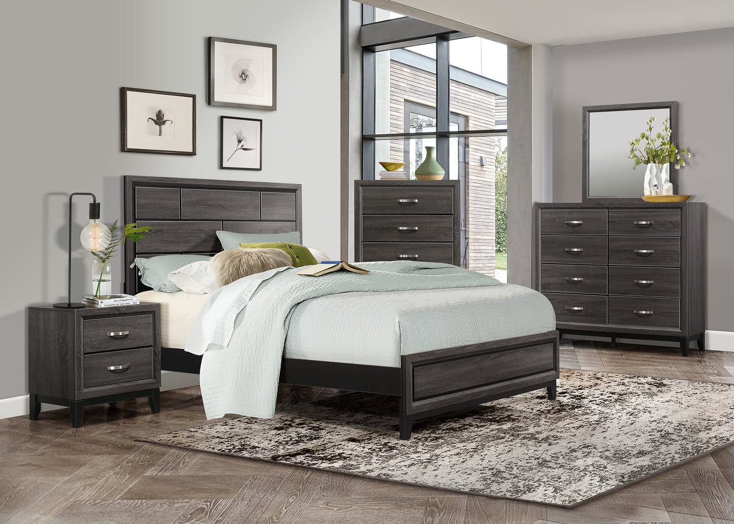 Homelegance Queen Bed Davi Gray Finish 1645-1