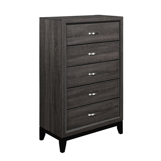 Homelegance Davi Chest Gray Finish with Five Drawers and Chrome Pulls 1645-9