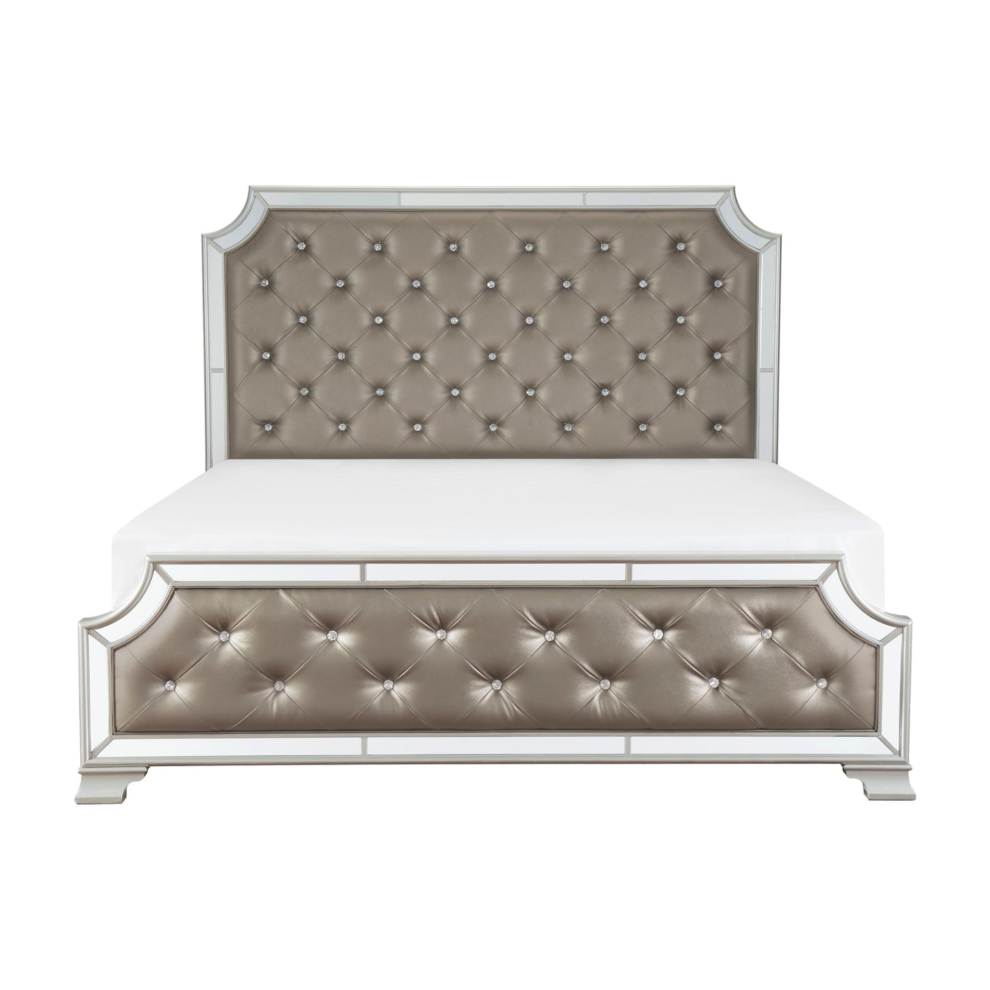 Homelegance Queen Bed Avondale Silver Finish with Crystal Tufted Accents 1646-1
