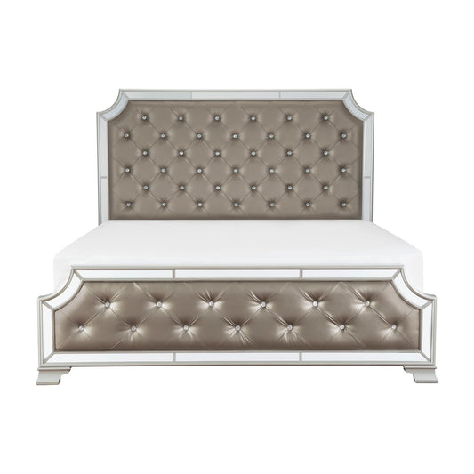 Homelegance Queen Bed Avondale Silver Finish with Crystal Tufted Accents 1646-1